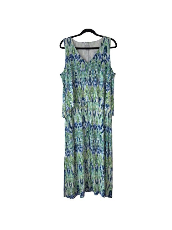 Chico's Dresses & Skirts - Chico's Maxi Dress Green Ikat Print Stretch Jersey Knit Women's 16/18